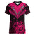 Personalised Aotearoa Women V Neck T Shirt Maori Kiwi Pink Fern LT01 Female Pink - Polynesian Pride