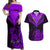 Personalised Aotearoa Couples Matching Off Shoulder Maxi Dress and Hawaiian Shirt Maori Kiwi Purple Fern LT01 Purple - Polynesian Pride