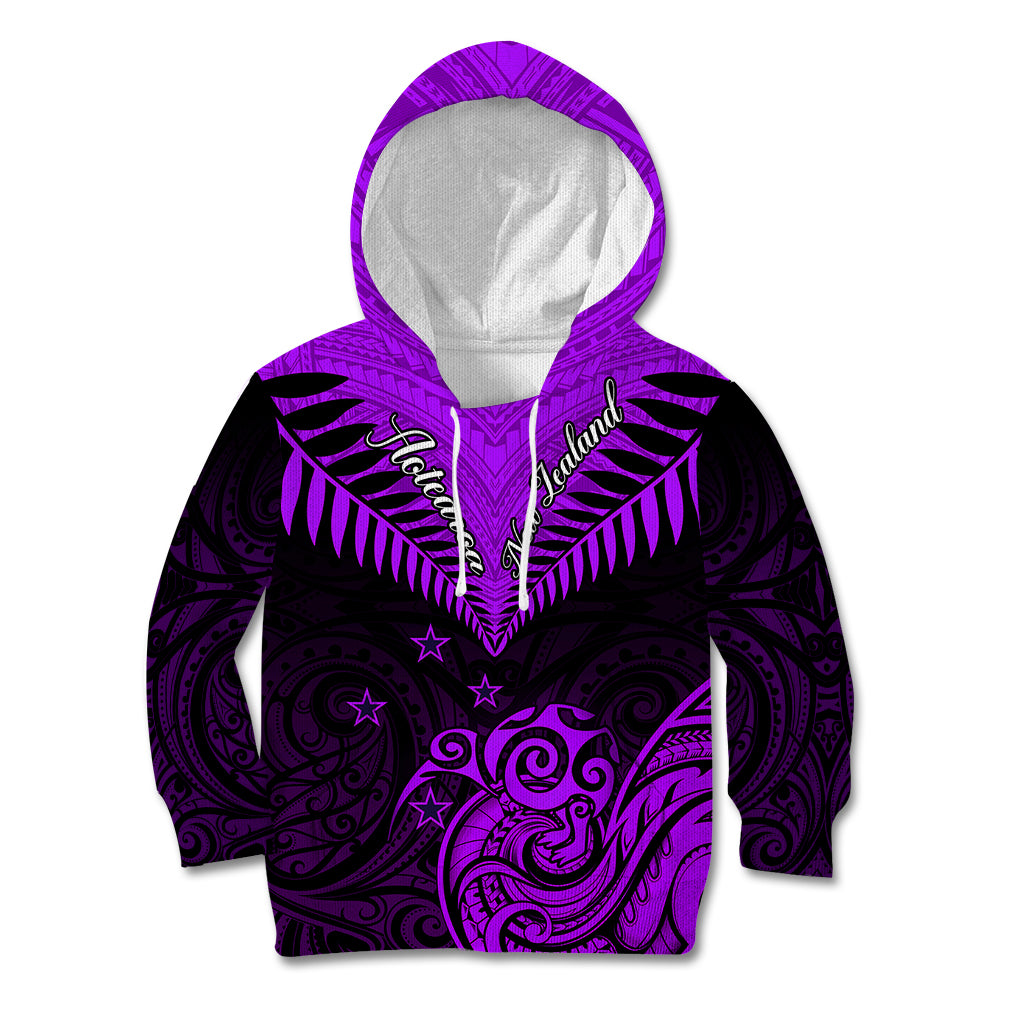 Personalised Aotearoa Kid Hoodie Maori Kiwi Purple Fern LT01 Hoodie Purple - Polynesian Pride