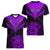 Personalised Aotearoa Women V Neck T Shirt Maori Kiwi Purple Fern LT01 - Polynesian Pride