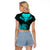 Personalised Aotearoa Raglan Cropped T Shirt Maori Kiwi Turquoise Fern LT01 - Polynesian Pride
