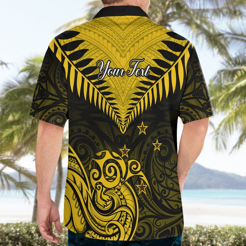 Personalised Aotearoa Hawaiian Shirt Maori Kiwi Yellow Fern LT01 - Polynesian Pride