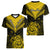 Personalised Aotearoa Women V Neck T Shirt Maori Kiwi Yellow Fern LT01 - Polynesian Pride