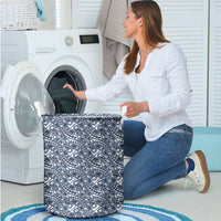 Hibiscus Bloom Island Tribal Waves Laundry Basket Blue Polynesian Pattern LT01 - Polynesian Pride