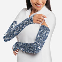 Hibiscus Bloom Island Tribal Waves Arm Sleeves Blue Polynesian Pattern LT01 - Polynesian Pride