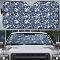 Hibiscus Bloom Island Tribal Waves Auto Sun Shade Blue Polynesian Pattern LT01 Blue - Polynesian Pride