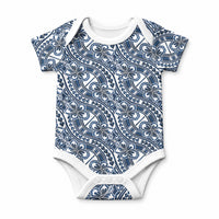 Hibiscus Bloom Island Tribal Waves Baby Onesie Blue Polynesian Pattern LT01 Blue - Polynesian Pride