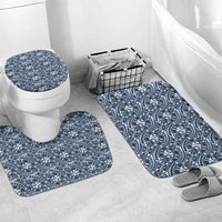 Hibiscus Bloom Island Tribal Waves Bathroom Set Blue Polynesian Pattern LT01 Mat Set Only (3 pcs) One Size Blue - Polynesian Pride