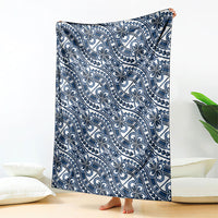 Hibiscus Bloom Island Tribal Waves Blanket Blue Polynesian Pattern LT01 - Polynesian Pride