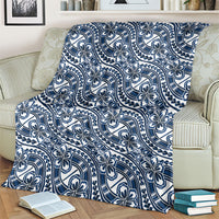 Hibiscus Bloom Island Tribal Waves Blanket Blue Polynesian Pattern LT01 - Polynesian Pride