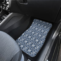 Hibiscus Bloom Island Tribal Waves Car Mats Blue Polynesian Pattern