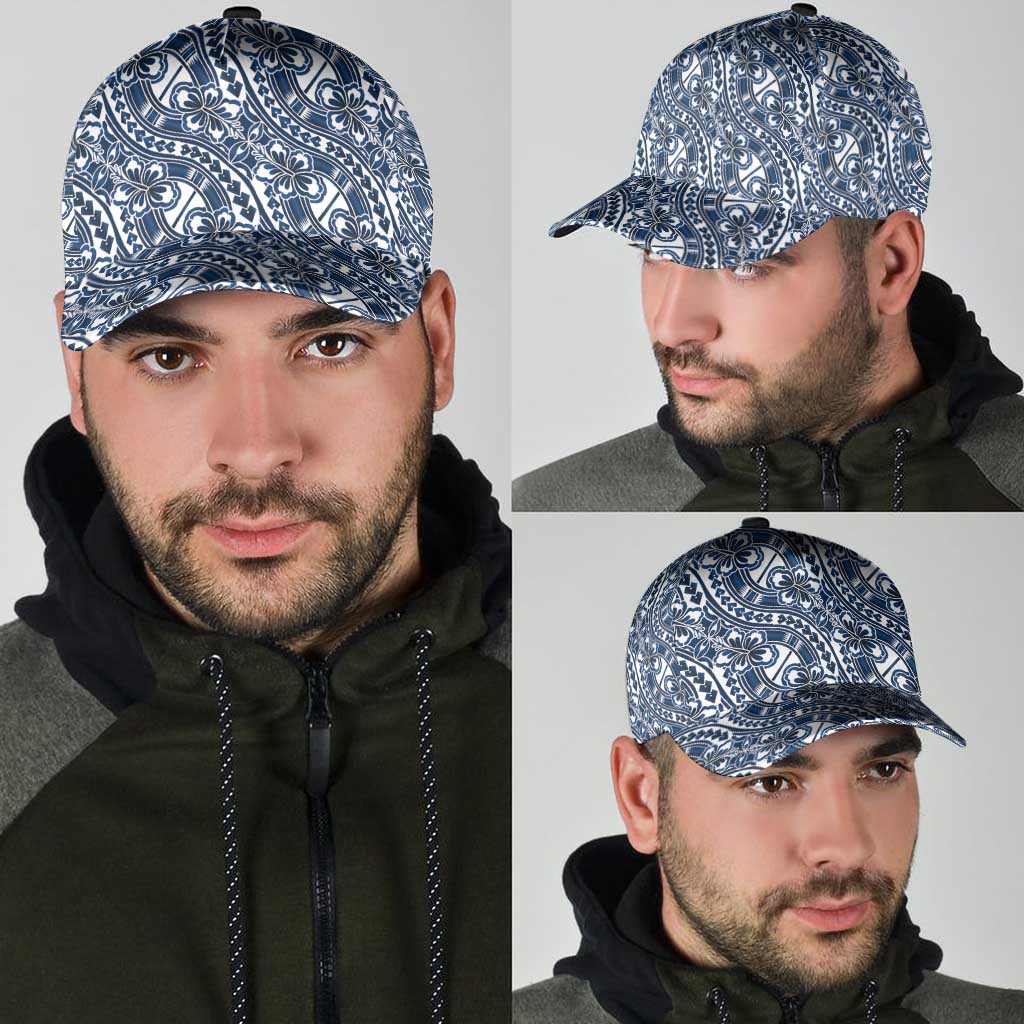 Hibiscus Bloom Island Tribal Waves Classic Cap Blue Polynesian Pattern LT01 - Polynesian Pride