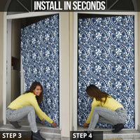 Hibiscus Bloom Island Tribal Waves Door Cover Blue Polynesian Pattern LT01 - Polynesian Pride