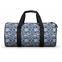 Hibiscus Bloom Island Tribal Waves Duffle Bag Blue Polynesian Pattern