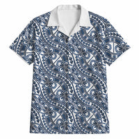 Hibiscus Bloom Island Tribal Waves Hawaiian Shirt Blue Polynesian Pattern LT01 Blue - Polynesian Pride