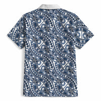 Hibiscus Bloom Island Tribal Waves Hawaiian Shirt Blue Polynesian Pattern LT01 - Polynesian Pride