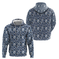 Hibiscus Bloom Island Tribal Waves Hoodie Blue Polynesian Pattern LT01 - Polynesian Pride
