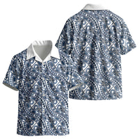 Hibiscus Bloom Island Tribal Waves Kid Hawaiian Shirt Blue Polynesian Pattern LT01 - Polynesian Pride
