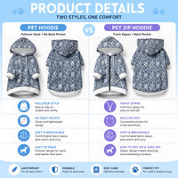 Hibiscus Bloom Island Tribal Waves Pet Hoodie Blue Polynesian Pattern LT01 - Polynesian Pride