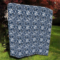 Hibiscus Bloom Island Tribal Waves Quilt Blue Polynesian Pattern LT01 - Polynesian Pride