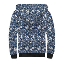 Hibiscus Bloom Island Tribal Waves Sherpa Hoodie Blue Polynesian Pattern LT01 - Polynesian Pride