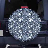 Hibiscus Bloom Island Tribal Waves Spare Tire Cover Blue Polynesian Pattern LT01 No hole Blue - Polynesian Pride
