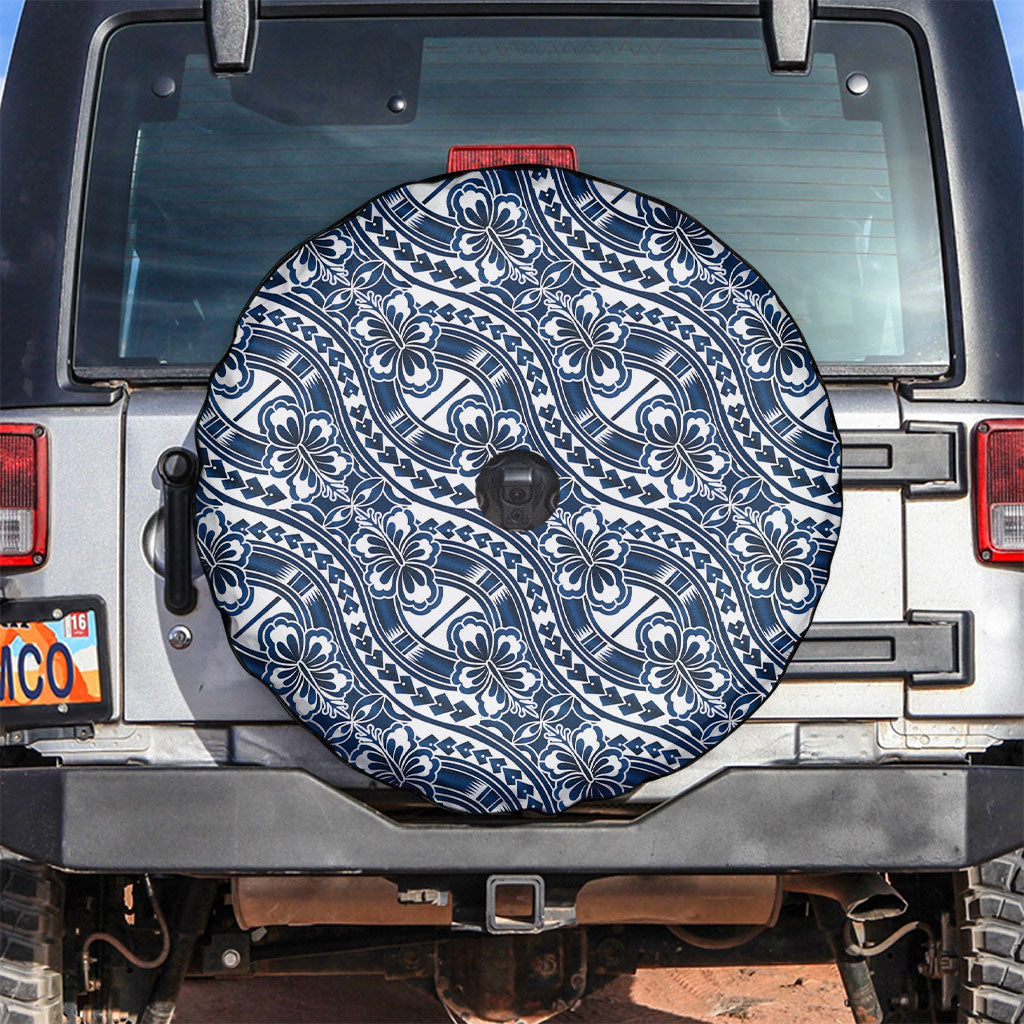Hibiscus Bloom Island Tribal Waves Spare Tire Cover Blue Polynesian Pattern LT01 Blue - Polynesian Pride