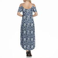 Hibiscus Bloom Island Tribal Waves Summer Maxi Dress Blue Polynesian Pattern LT01 - Polynesian Pride