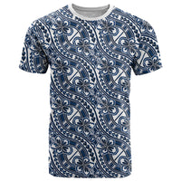 Hibiscus Bloom Island Tribal Waves T Shirt Blue Polynesian Pattern LT01 Blue - Polynesian Pride