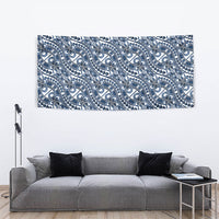 Hibiscus Bloom Island Tribal Waves Tapestry Blue Polynesian Pattern LT01 - Polynesian Pride