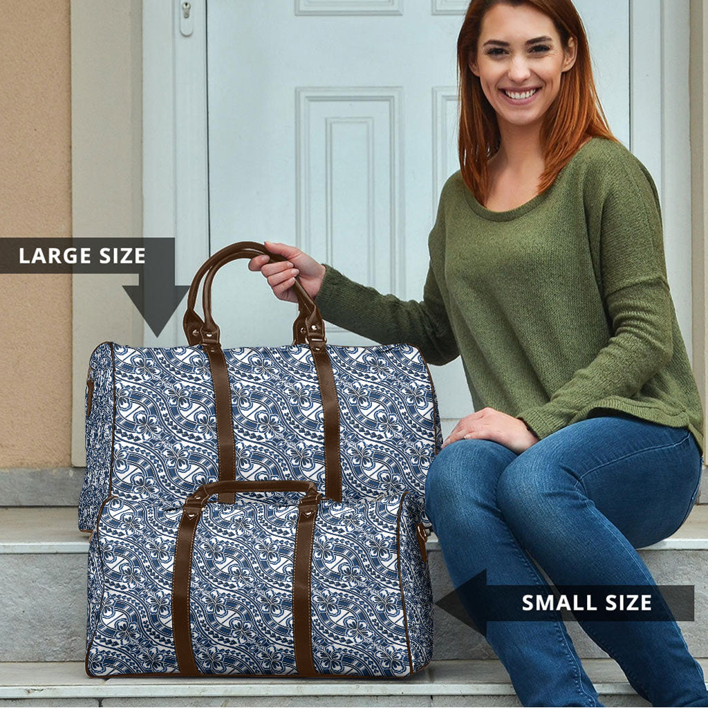 Hibiscus Bloom Island Tribal Waves Travel Bag Blue Polynesian Pattern LT01 - Polynesian Pride