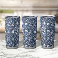 Hibiscus Bloom Island Tribal Waves Tumbler Cup Blue Polynesian Pattern LT01 - Polynesian Pride
