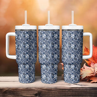 Hibiscus Bloom Island Tribal Waves Tumbler With Handle Blue Polynesian Pattern LT01 - Polynesian Pride