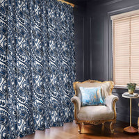 Hibiscus Bloom Island Tribal Waves Window Curtain Blue Polynesian Pattern LT01 - Polynesian Pride