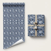 Hibiscus Bloom Island Tribal Waves Wrapping Paper Blue Polynesian Pattern LT01 58" × 23" Blue - Polynesian Pride