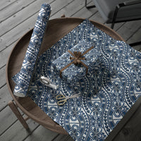 Hibiscus Bloom Island Tribal Waves Wrapping Paper Blue Polynesian Pattern LT01 - Polynesian Pride