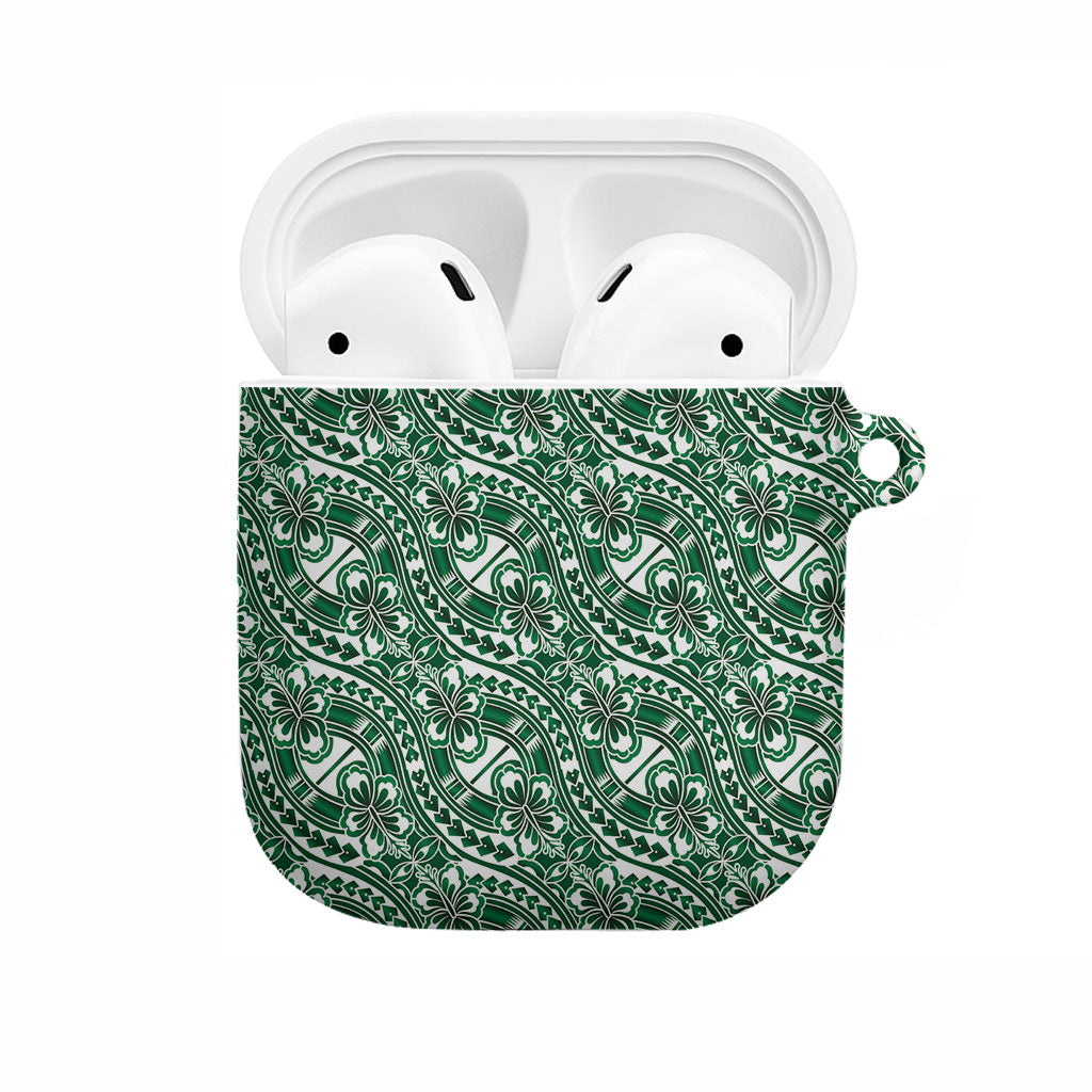 Hibiscus Bloom Island Tribal Waves AirPods Case Green Polynesian Pattern LT01 Green - Polynesian Pride