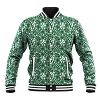 Hibiscus Bloom Island Tribal Waves Baseball Jacket Green Polynesian Pattern LT01 Unisex Green - Polynesian Pride
