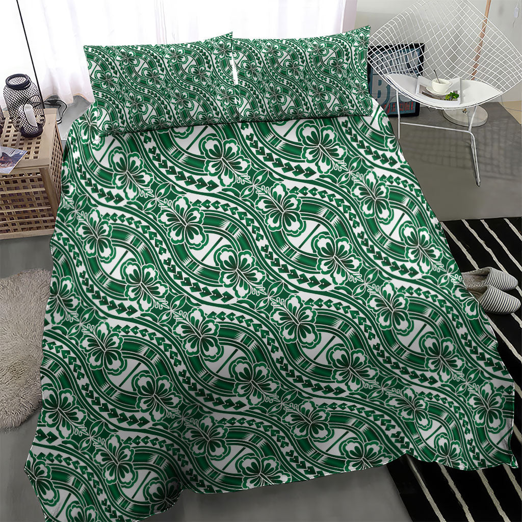 Hibiscus Bloom Island Tribal Waves Bedding Set Green Polynesian Pattern LT01 - Polynesian Pride