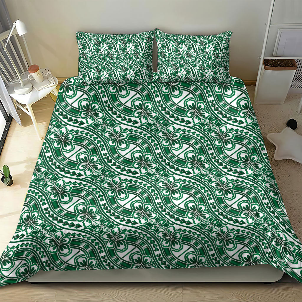 Hibiscus Bloom Island Tribal Waves Bedding Set Green Polynesian Pattern LT01 - Polynesian Pride