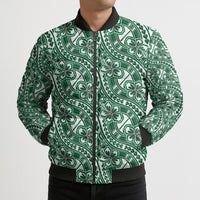 Hibiscus Bloom Island Tribal Waves Bomber Puffer Jacket Green Polynesian Pattern LT01 - Polynesian Pride