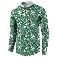 Hibiscus Bloom Island Tribal Waves Button Sweatshirt Green Polynesian Pattern LT01 - Polynesian Pride