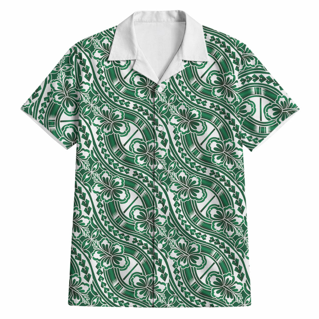 Hibiscus Bloom Island Tribal Waves Hawaiian Shirt Green Polynesian Pattern LT01 Green - Polynesian Pride