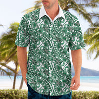 Hibiscus Bloom Island Tribal Waves Hawaiian Shirt Green Polynesian Pattern LT01 - Polynesian Pride