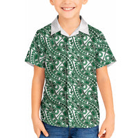 Hibiscus Bloom Island Tribal Waves Hawaiian Shirt Green Polynesian Pattern LT01 - Polynesian Pride