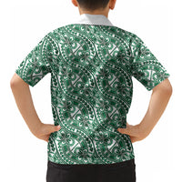 Hibiscus Bloom Island Tribal Waves Hawaiian Shirt Green Polynesian Pattern LT01 - Polynesian Pride