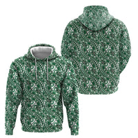 Hibiscus Bloom Island Tribal Waves Hoodie Green Polynesian Pattern LT01 - Polynesian Pride