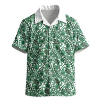 Hibiscus Bloom Island Tribal Waves Kid Hawaiian Shirt Green Polynesian Pattern LT01 - Polynesian Pride