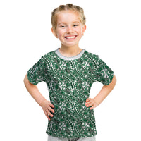 Hibiscus Bloom Island Tribal Waves Kid T Shirt Green Polynesian Pattern LT01 Green - Polynesian Pride