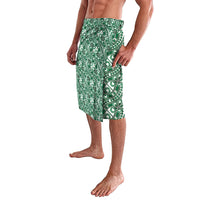 Hibiscus Bloom Island Tribal Waves Lavalava Green Polynesian Pattern